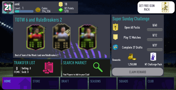 Screenshot 3 for NT 21 Draft Simulator Pack Opener 163 MOD Unlimited Money
