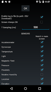 Screenshot 1 for Sensor Tracker Location, Ambient. Graph and log 1.2 Ads-Free