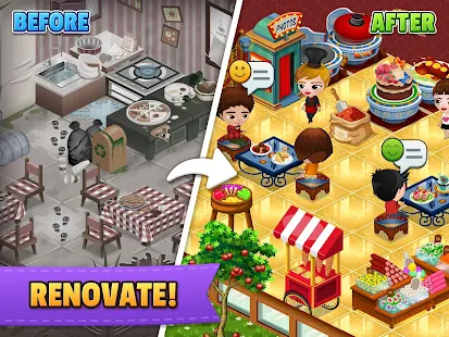 Screenshot 1 for Cafeland World Kitchen 2.1.11 MOD  (Unlimited Money)