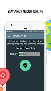 Screenshot 1 for Shuttle VPN 2.1 MOD APK Premium Unlocked