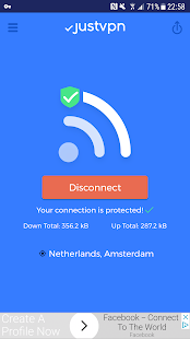 Screenshot 2 for JustVPN Free Unlimited VPN & Proxy 1.1.5 Ad-Free