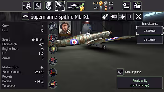 Screenshot 7 for Warplanes WW2 Dogfight 2.3.6 MOD APK Free Purchases