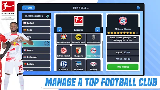 Screenshot 1 for Soccer Manager 2023 3.2.0 MOD APK Mega Menu, Unlimited Training, Upgrade