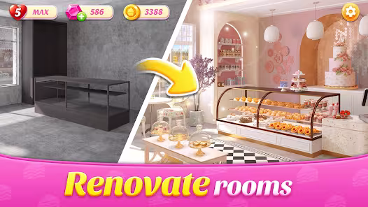 Screenshot 1 for Bakery Shop Makeover Mod APK 6.0.0 Remove ads Unlimited money