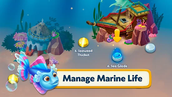 Screenshot 3 for Sea Merge! Fish Aquarium Game & Ocean Puzzle 1.7.5 Mod money