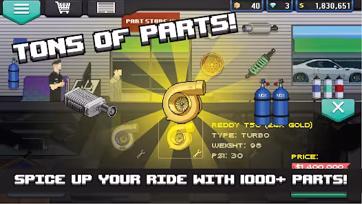 Screenshot 1 for Pixel Car Racer 1.2.5 MOD APK Unlimited Money
