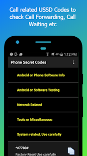 Screenshot 2 for Secret Codes for Phones 1.6 Ads-free