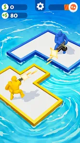 Screenshot 1 for War of Rafts Crazy Sea Battle 0.41.01 MOD APK Unlimited Money